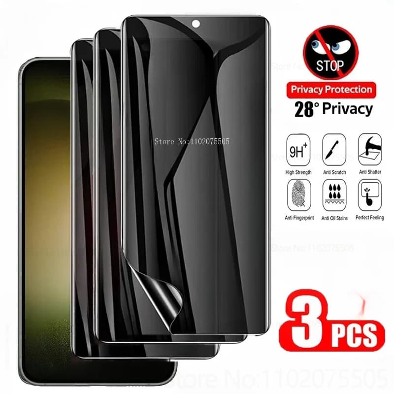 Pellicola idrogel Anti-spia per la Privacy 3 pezzi per Samsung S24 S23 S22 S21 S20 Ultra S21 FE pellicola salvaschermo per Samsung Note 20 10 Plus