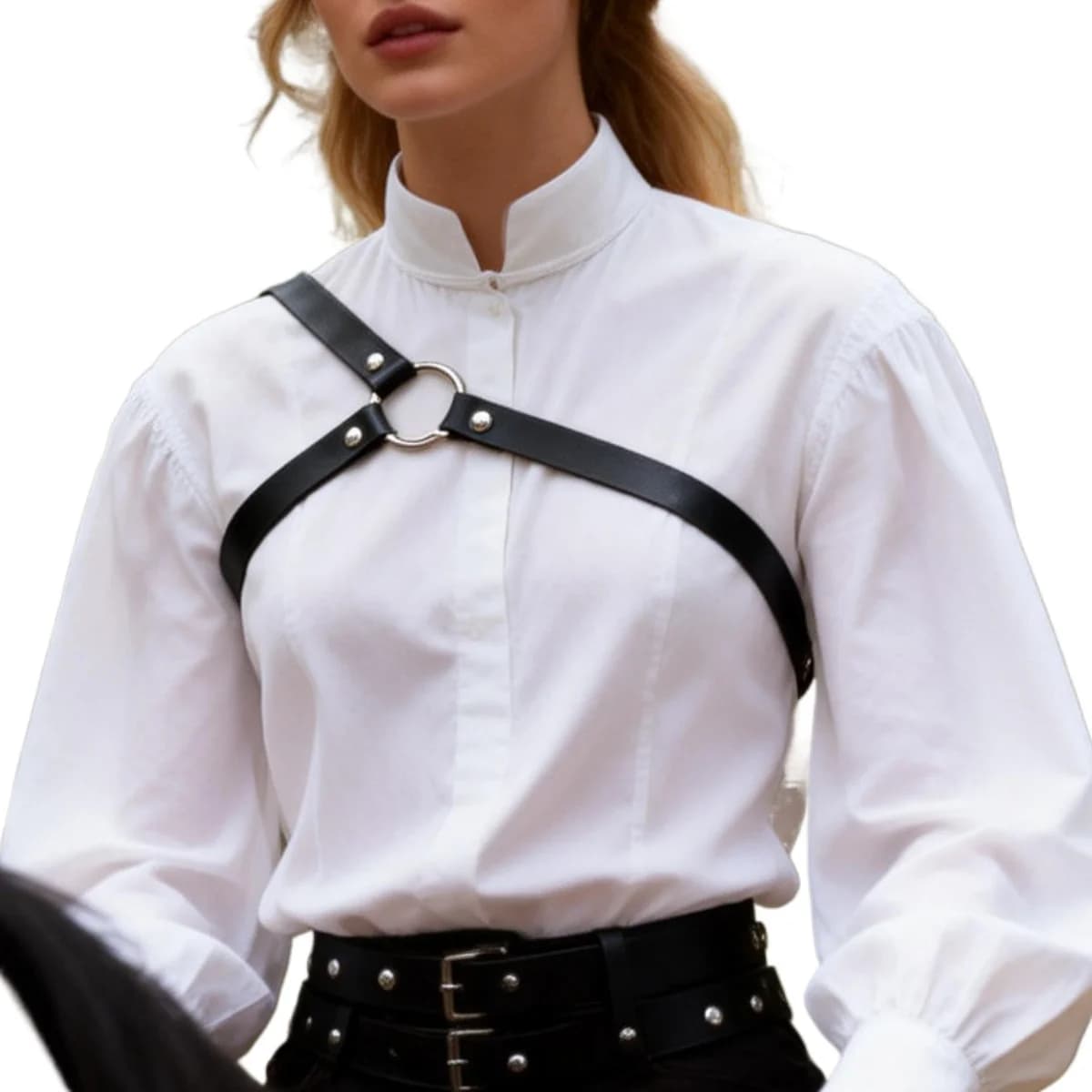 Cintura Pettorale Punk da Donna in Pelle PU, Bretelle Monospalla, Accessori per Abbigliamento Rave