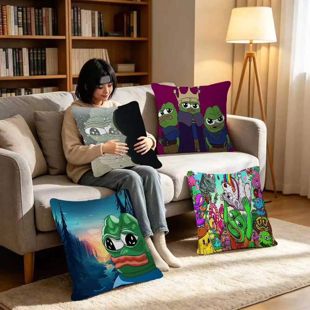 Divertente cuscino P-Pepe The Frog, cuscino anime, cuscino per divano e letto, fodera per cuscino, alla moda