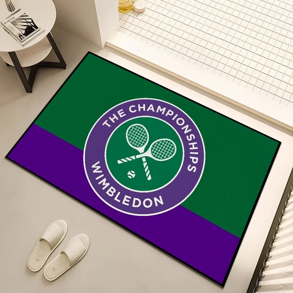 Wimbledon Championships Zerbino fatto a mano trapuntato durevole antiscivolo tappeto da ingresso per cucina camera da letto soggiorno arredamento per tifosi da tennis
