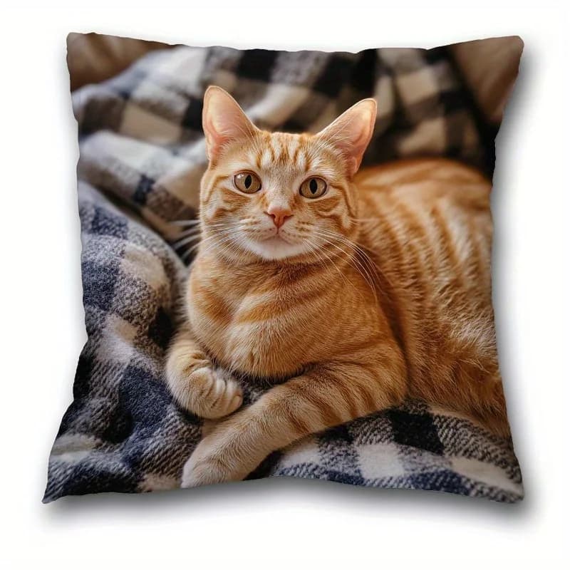 Adorabile fodera per cuscino con stampa di gatti morbida e accogliente, decorazioni per la casa a tema animali per camera da letto e soggiorno (inserto per cuscino non incluso)