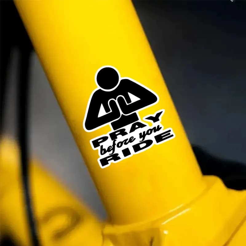 Waterproof vinyl stickers for motorcycle tank, helmet, scooter, mountain bike, vehicle decorations - Motorcycle sticker 'PRAY BEFORE YOU RIDE'