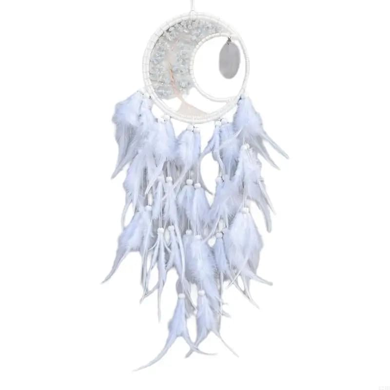 Unique Handmade Dreamcatchers with Feathered Tassels and Crystal Stone Pendant for Car or Home Hanging Decoration Gift