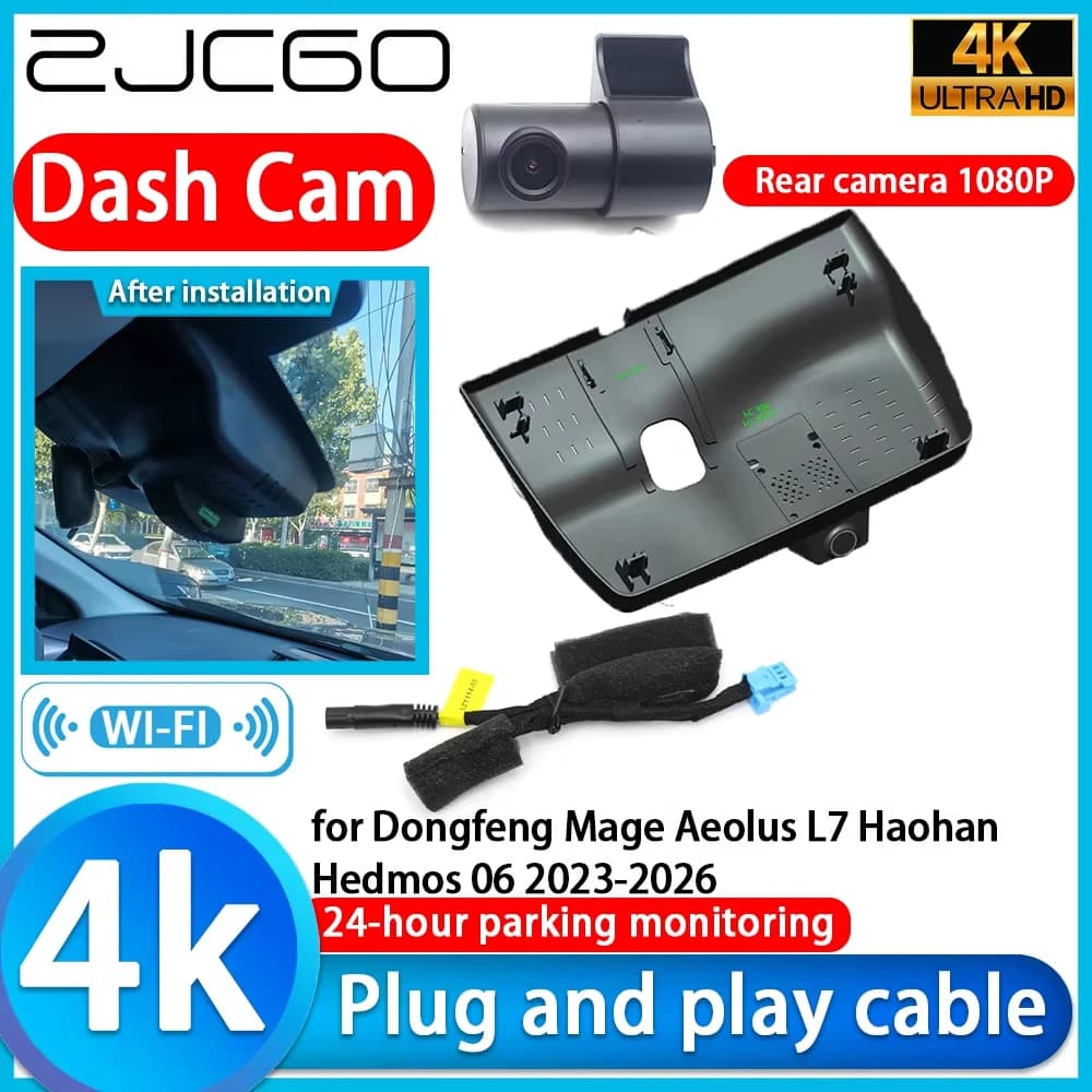 ZJCGO for Dongfeng Mage Aeolus L7 Haohan Hedmos 06 2023-2026 Dash Cam DVR WiFi 4K with Sony Objective, Video Recorder and 24h Monitor