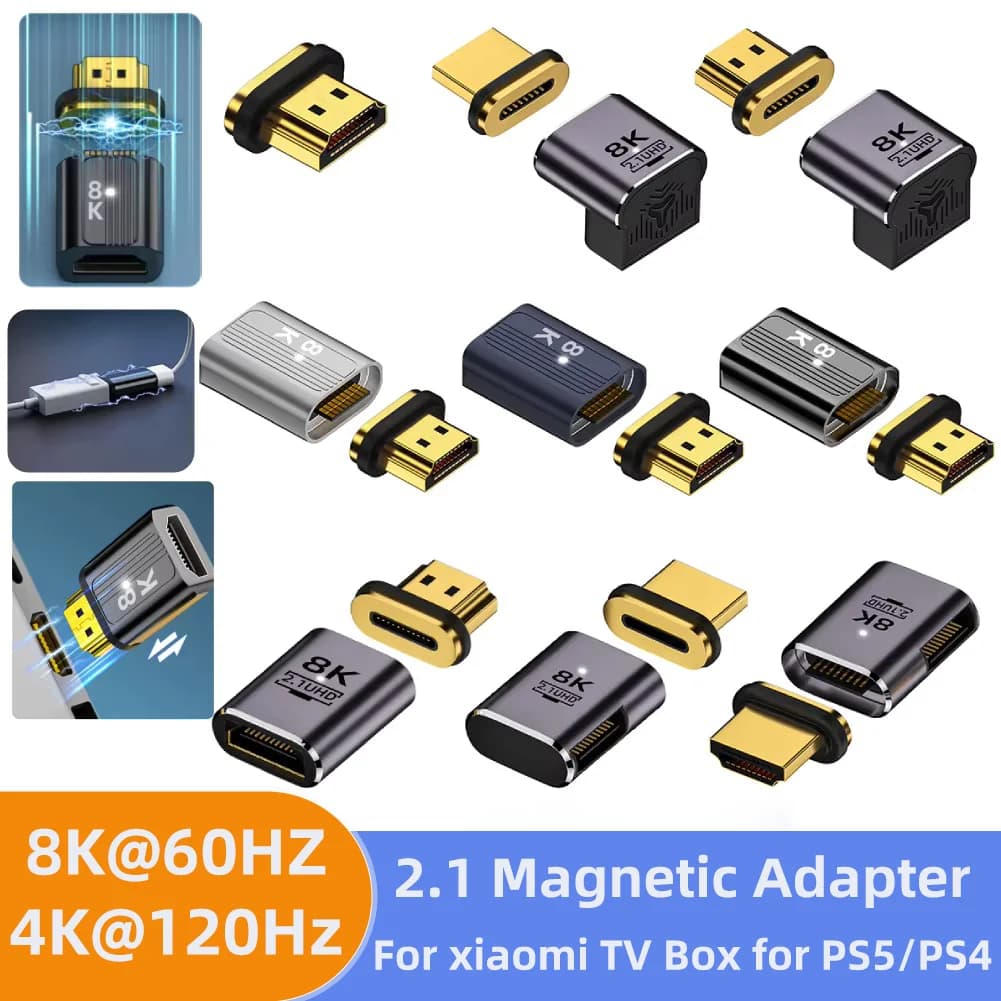Adattatore magnetico 2.1 compatibile HDMI 8K Connettore magnetico compatibile HDMI 8K/60Hz 4K/120Hz 19 pin Contatti per laptop HDTV