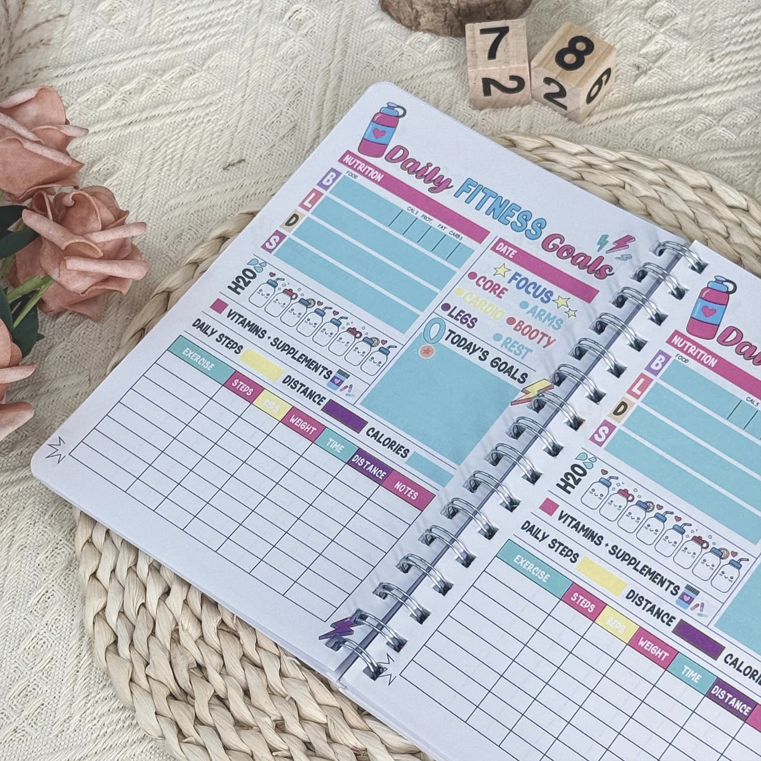 Diario di allenamento per donne – Semplice agenda fitness e tracker di allenamento con adesivi, quaderno formato A5, diario di salute e fitness 2026