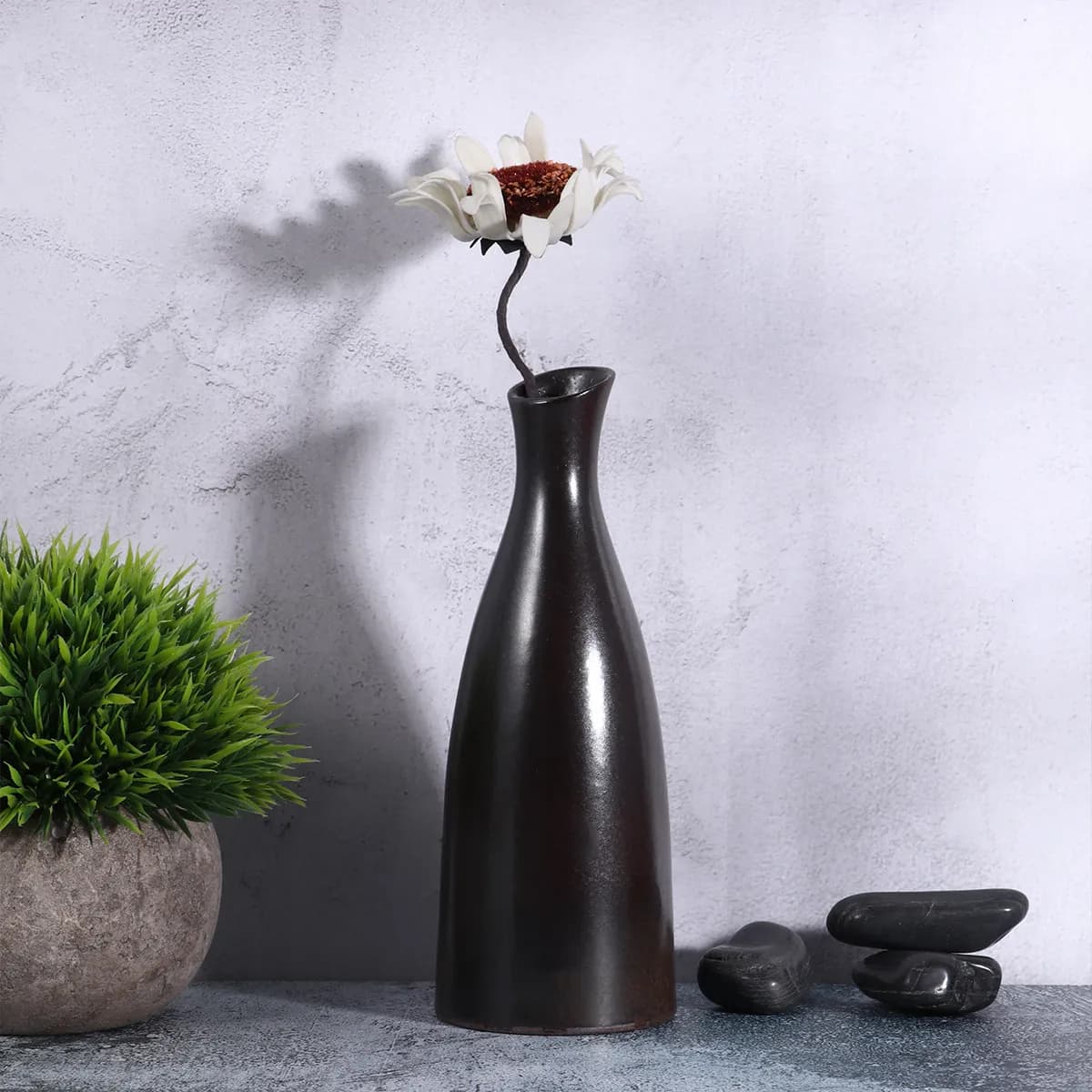 Brown Ceramic Flower Pot Stylish Modern Planter Container for Small Plants Succulents Air Plants Mini Kitchen Desk