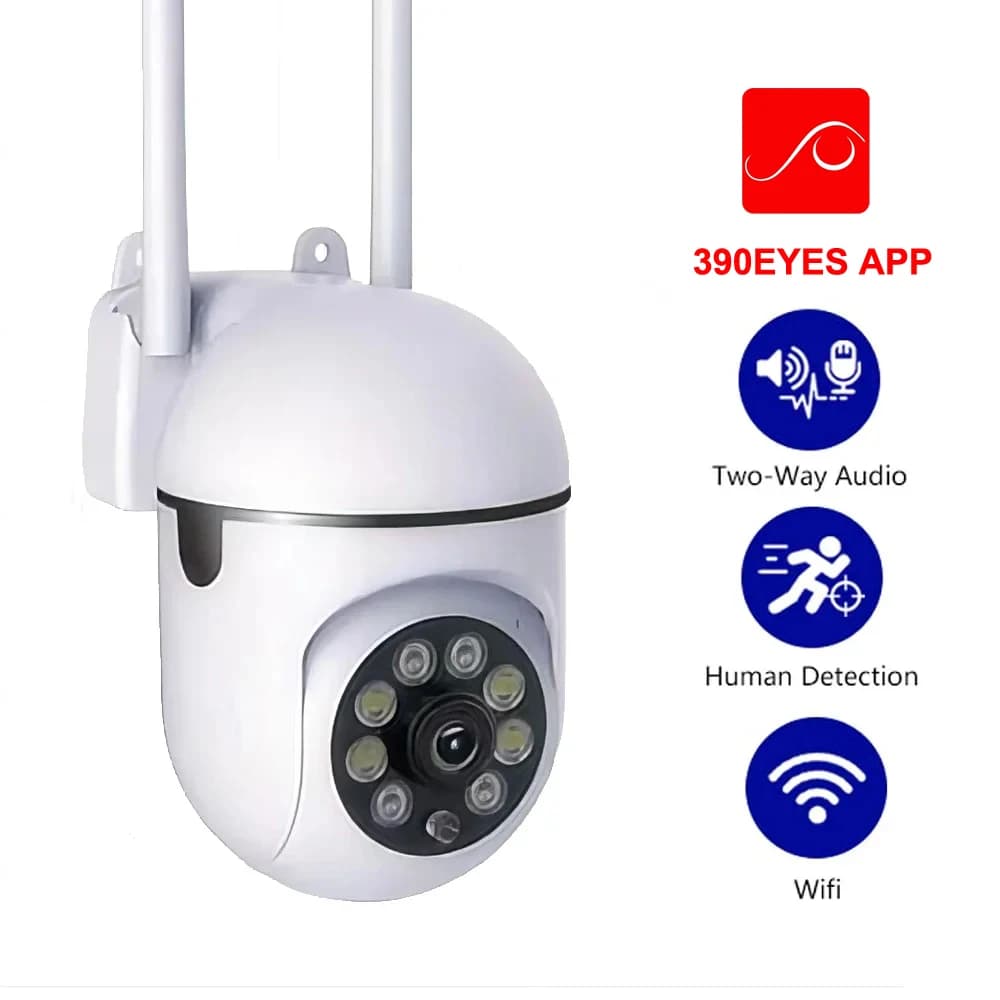 Telecamera IP PTZ WiFi 5MP 390EYES con Tracciamento Automatico, Visione Notturna a Colori, Audio Bidirezionale, Monitor per Bambini