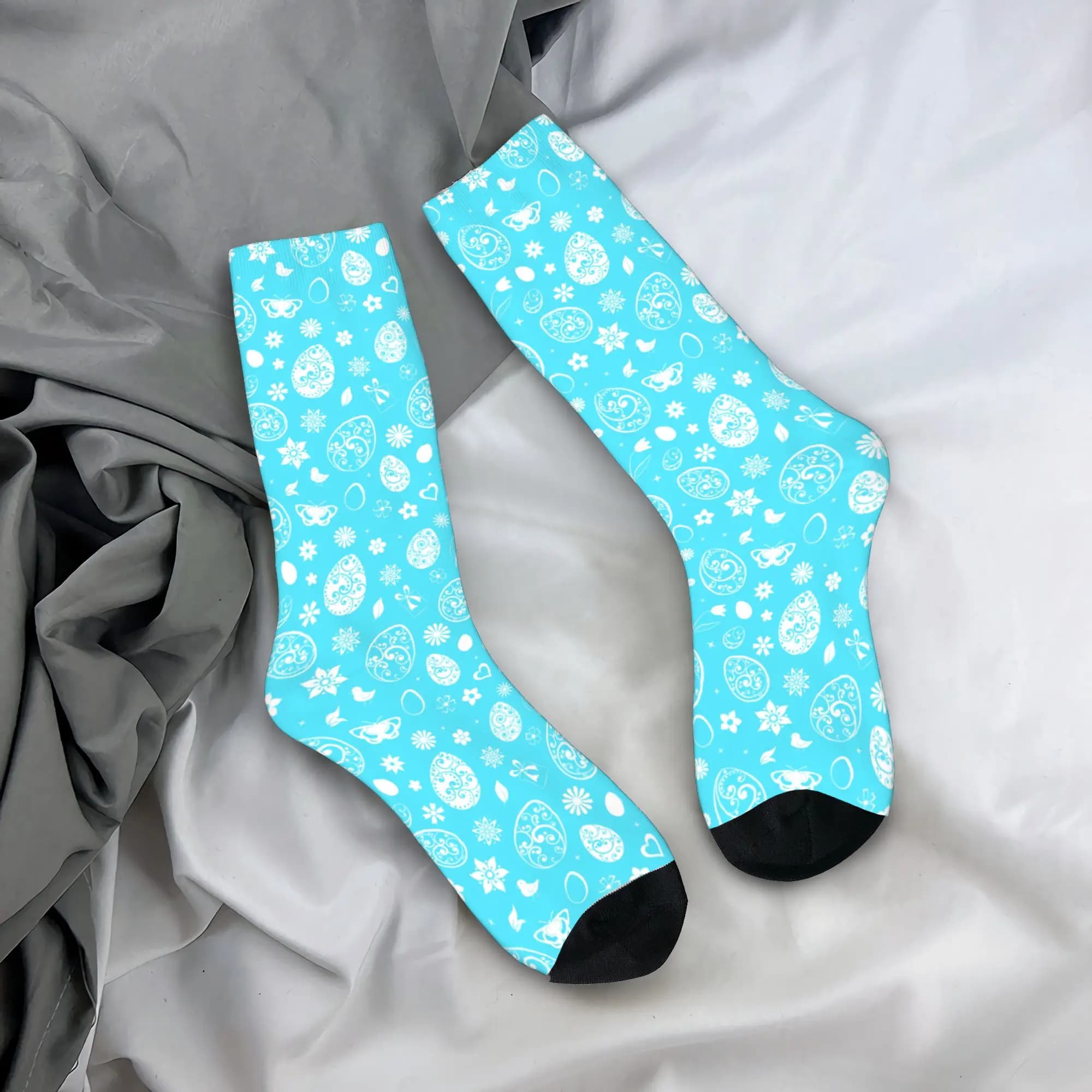 Socks with seamless pattern with Easter symbols Fashionable socks Breathable men's socks for outdoors Non-slip socks with autumn design