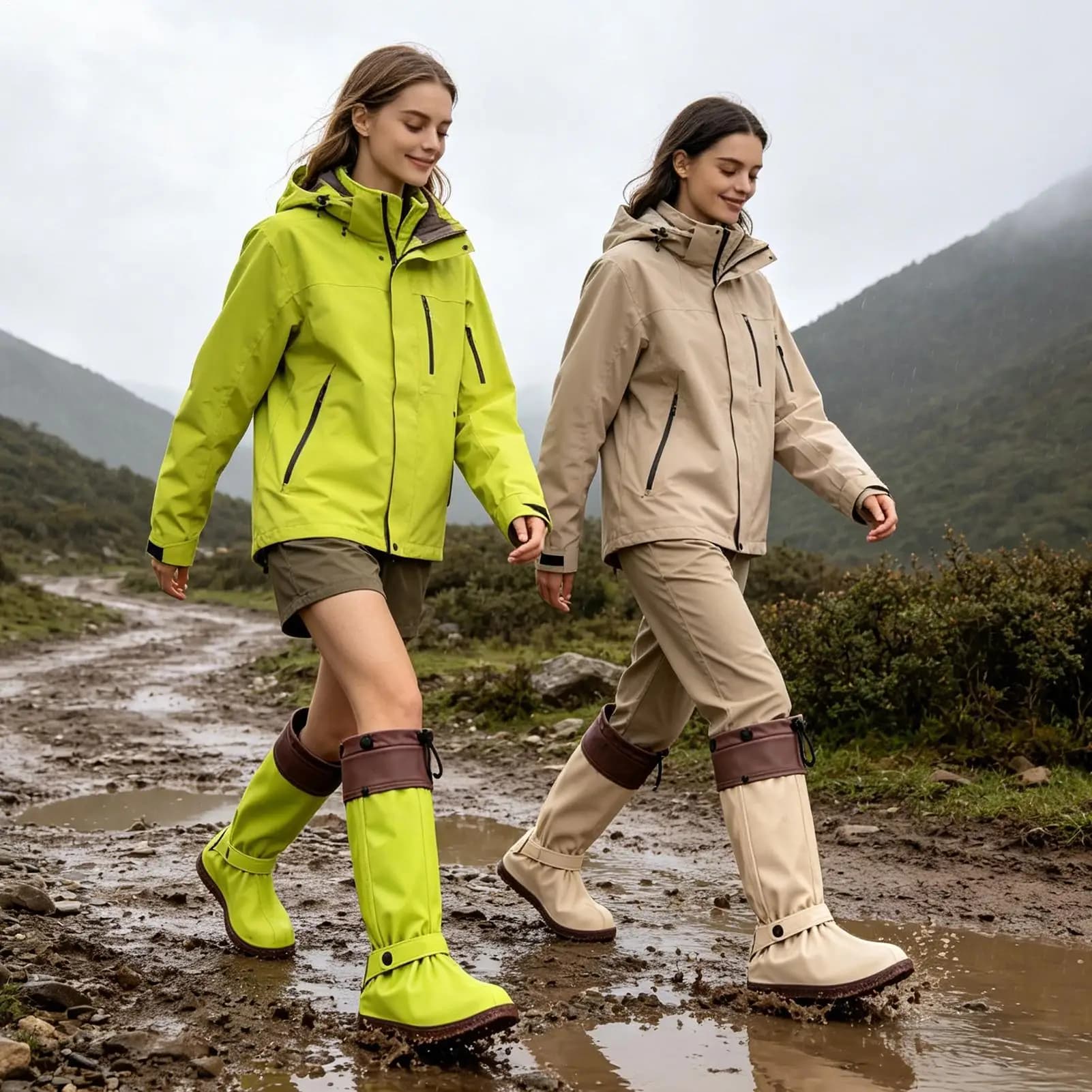 Rain Boot Covers Zipper Reusable Anti-Slip Overshoe Long Shoe Cover For Hiking Office Camping Travel Commuting Schoo