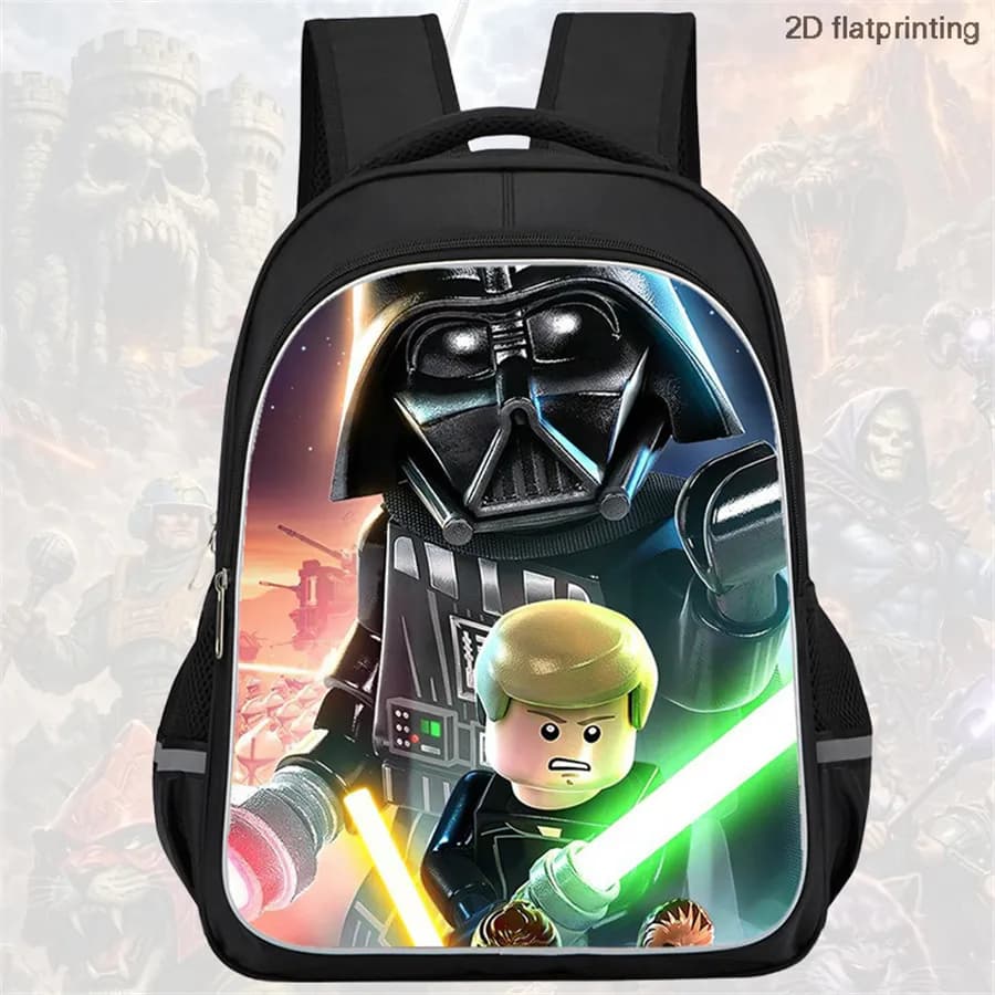 Doppie tasche con cerniera, design Cartoon Masters-Universes adatto a ragazzi e ragazze, zaino per studenti da 16 pollici resistente per bambini