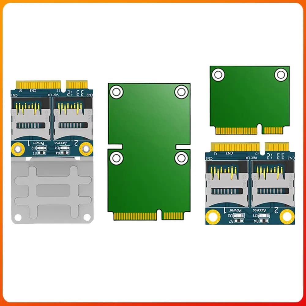 Adattatore Dual TF Card a Mini PCI-E con Mezza Staffa, Lettore di Schede di Memoria Mini PCIe per Laptop