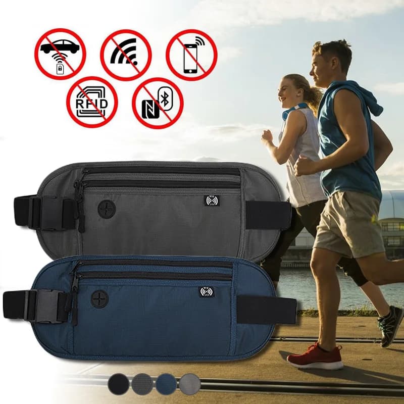Cintura per telefono da viaggio con blocco RFID Marsupio impermeabile Portatile da uomo e da donna Portafoglio nascosto Segnale Blocco RFID Borsa porta passaporto