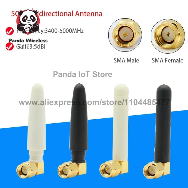 Kit 2 Pezzi Antenna Omnidirezionale ad Alto Guadagno 3.5dBi 5G SMA Maschio a SMA Femmina per Wi-Fi 4 5 6 8 9 10 11 12 13 14 Bande