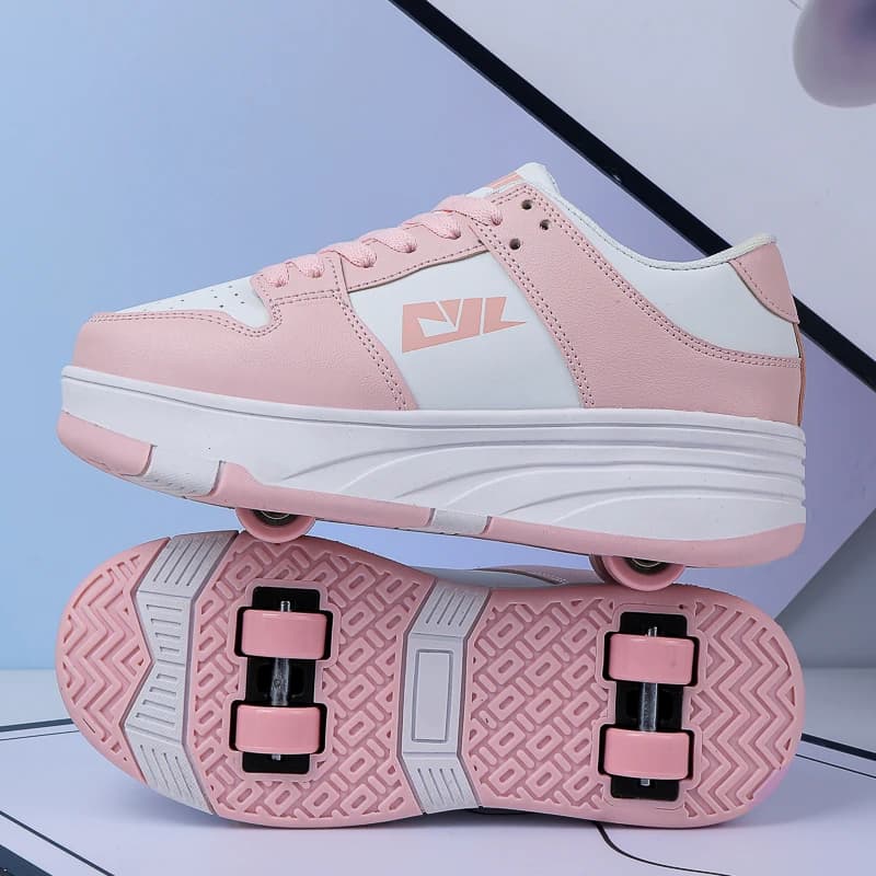 Pattini a rotelle per bambini Moda stringate scorrevoli per esterni Piccole scarpe a rotelle a quattro ruote Scarpe sportive durevoli e confortevoli e traspiranti