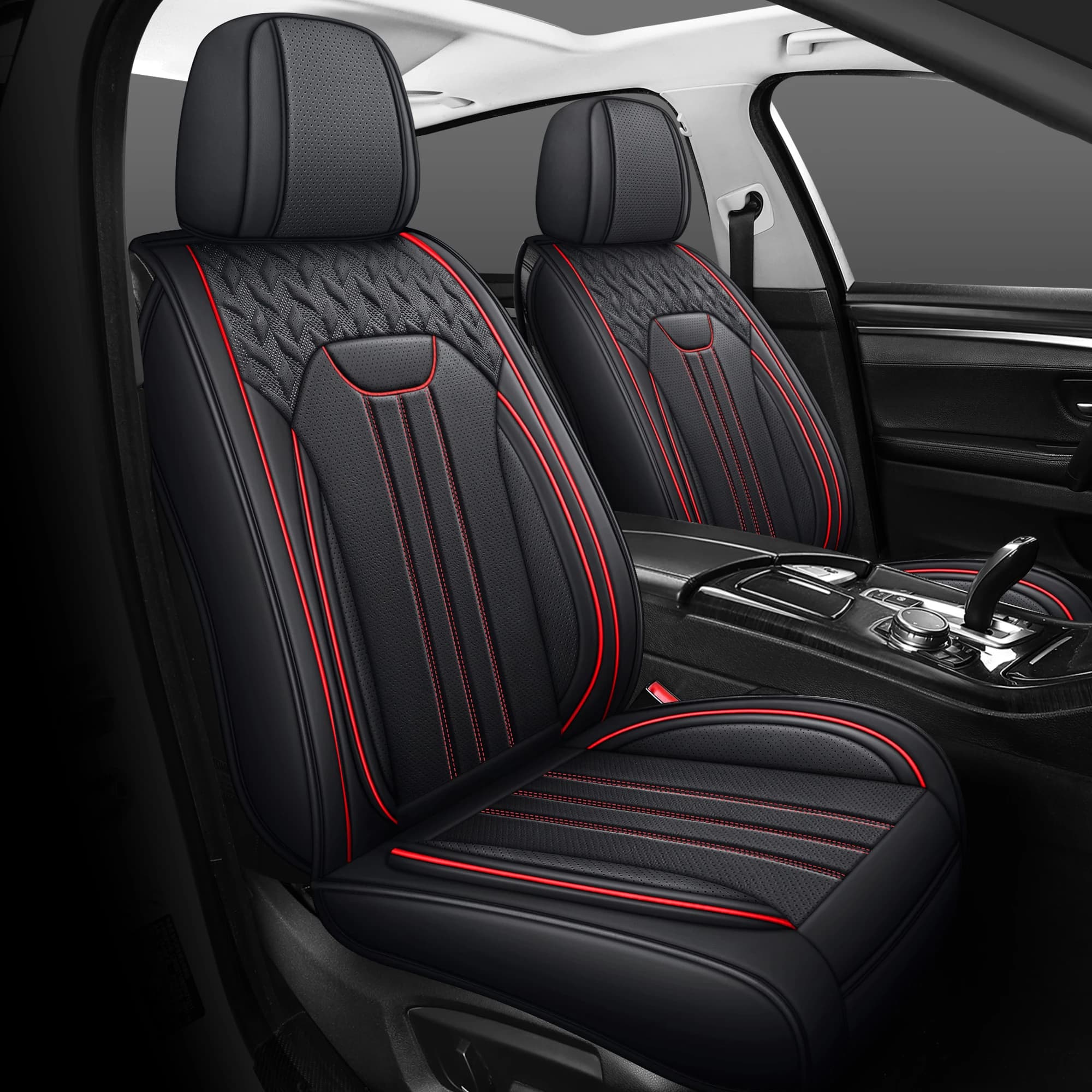 Complete set of 5 seat eco-leather car seat covers - Waterproof protection for all seasons, cushion cover completely surrounded