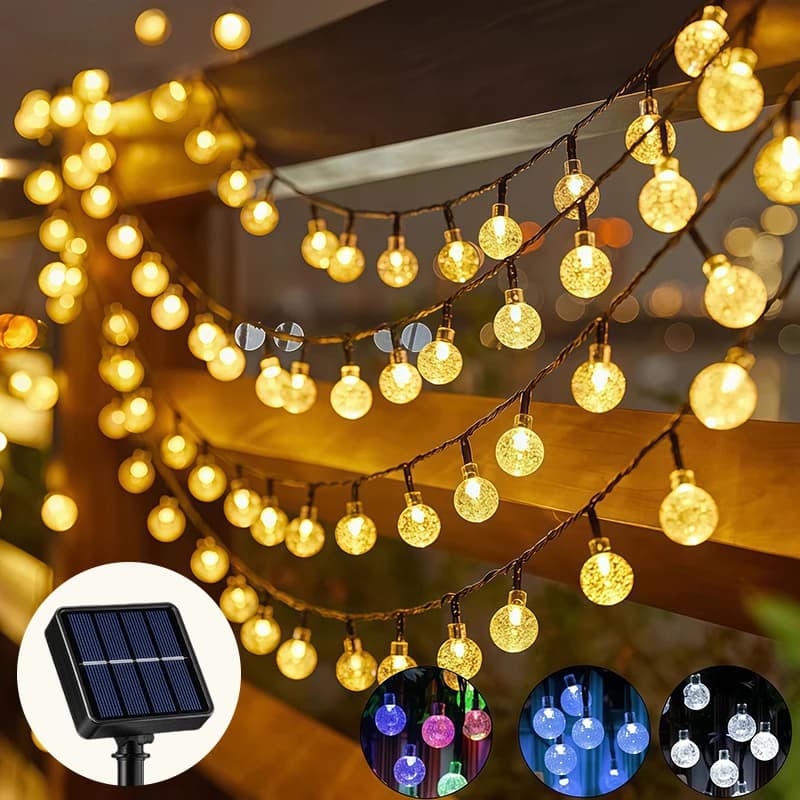 8 Modes Solar Globe String Lights IP54 Waterproof for Outdoor Garden Patio Wedding Party Christmas Decor 5M20LED-22M200LED Set