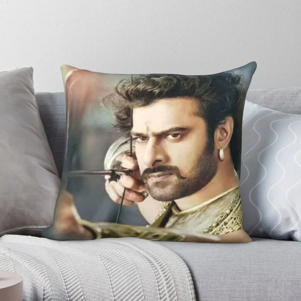 Bahubali Prabhas Square Pillowcase Polyester Linen Velvet Creative Zip Decorative Throw Pillow Case Sofa Cushion Cover