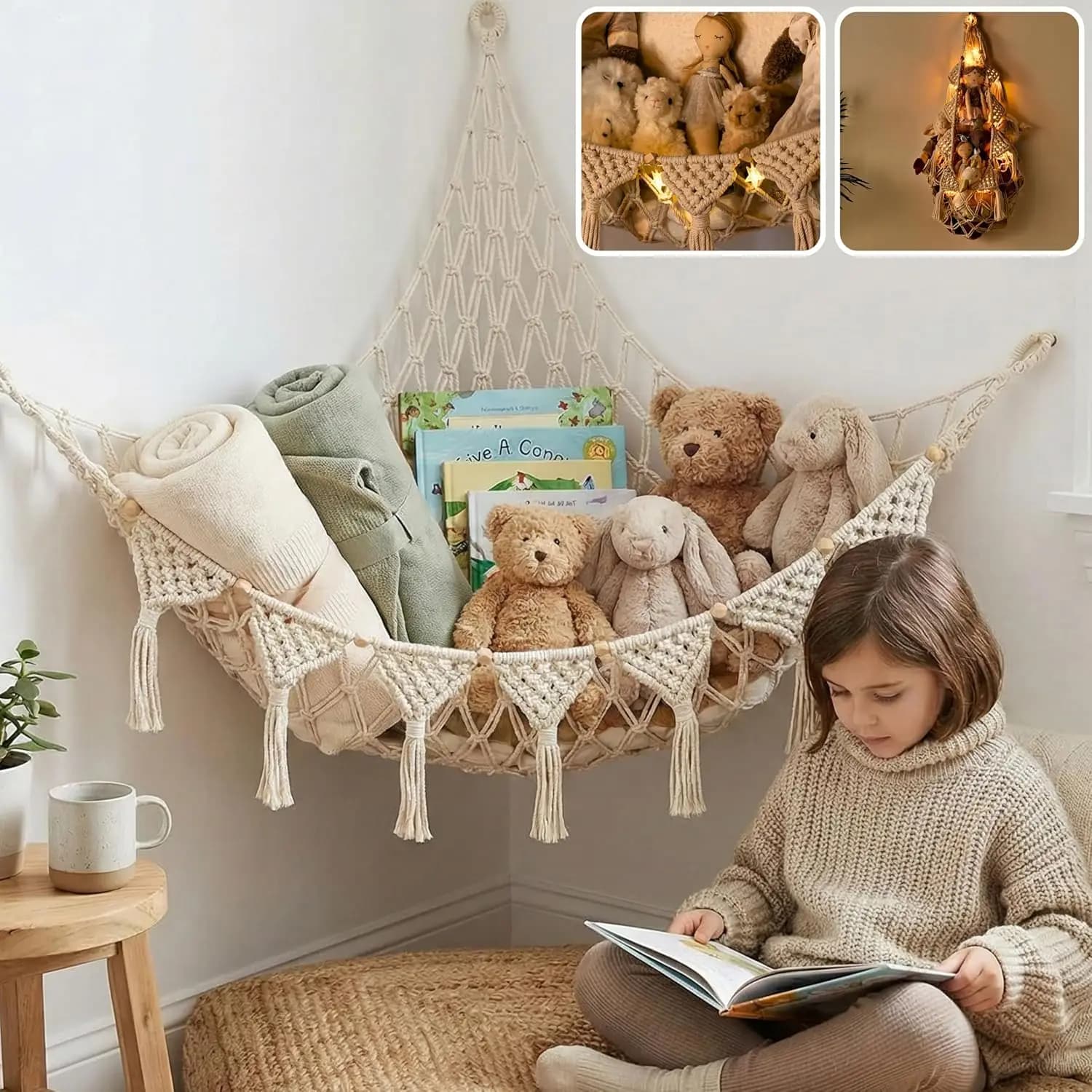 Amaca per peluche con luci LED, 42"x42"x56"