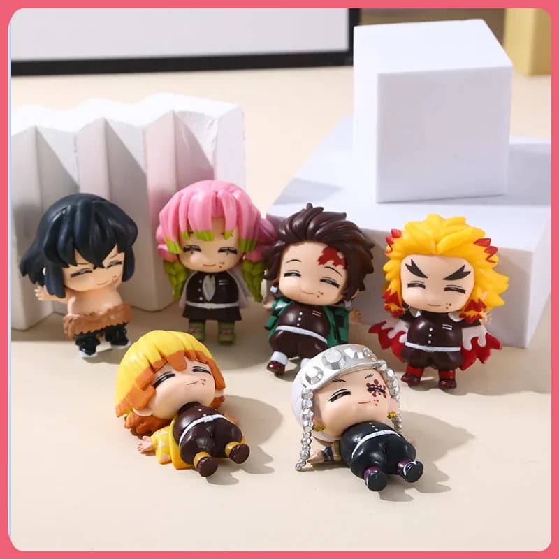 6 pz/set Demone Slayer Mitsuri Kanroji Carino Figura Modello Giocattoli 6.5 cm Completa Eat Azione Da Collezione Anime Figure per I Ventole