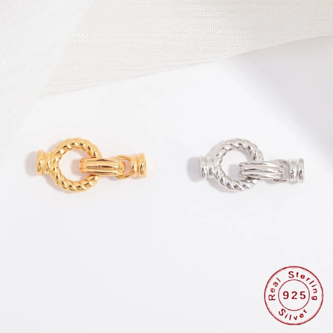 Chiusura con connettore filettato in argento sterling S925 - Accessorio con chiusura terminale per bracciale e collana fatti a mano fai-da-te SK127