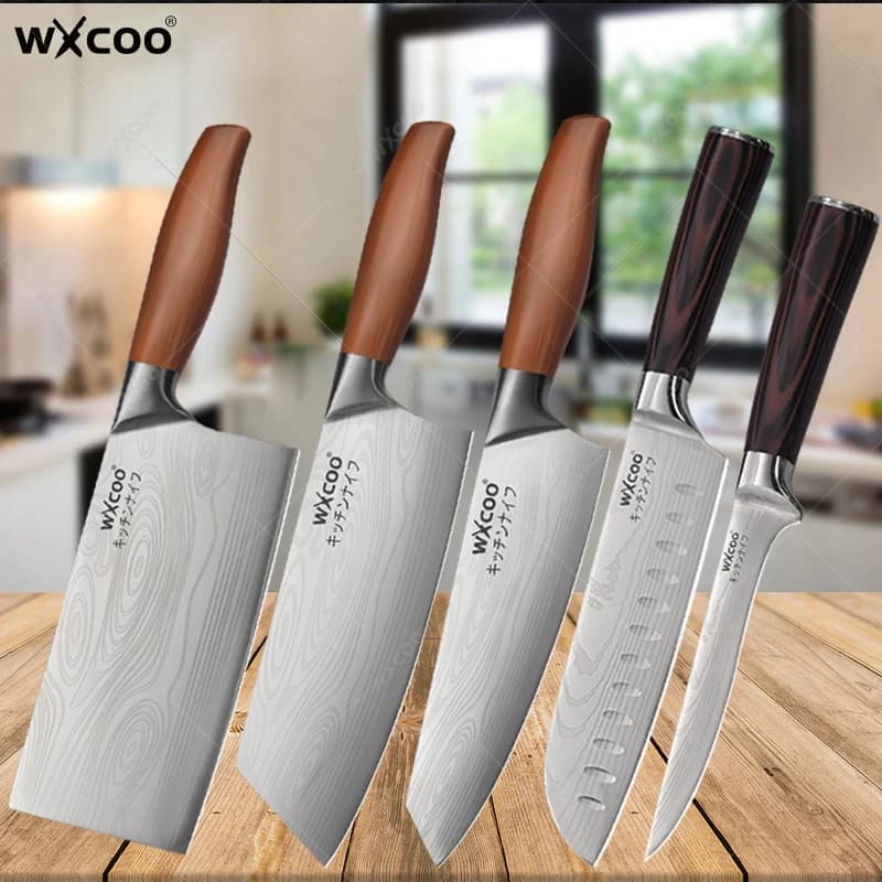 Professional Cooking Knife Laser Model Damascus Kitchen Knife Stainless Steel Bone Knife Meat knife Fruit slicer knife