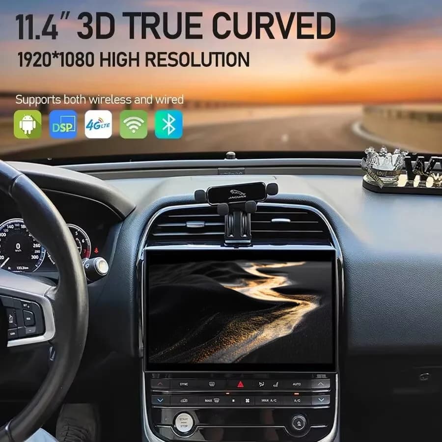 Schermo curvo 3D da 11,4 pollici per Jaguar F-PACE XE 2016-2018, lettore multimediale GPS radio Android Carplay, menu OEM originale per auto, 4G
