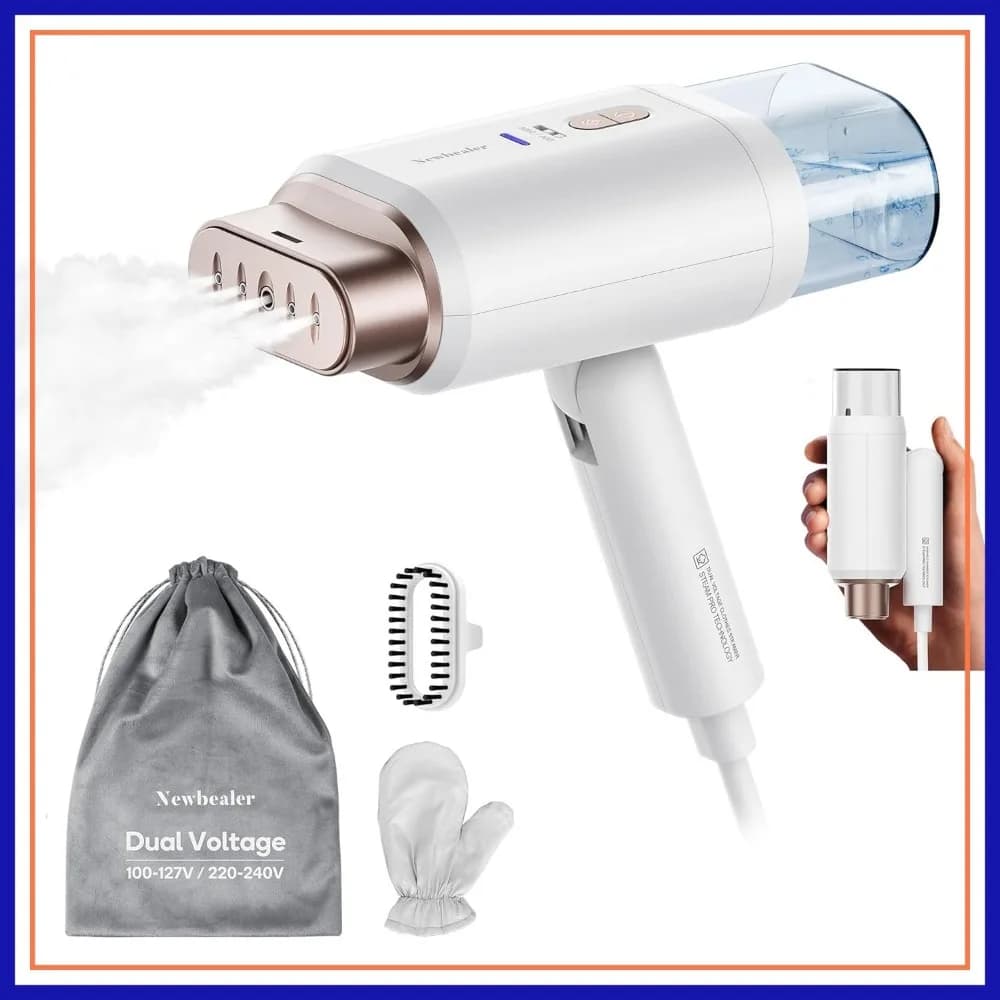 Vaporizzatore da Viaggio 1200W, Doppia Tensione 100-240V, Riscaldamento Rapido in 20s, 180ml, Vaporizzatore Portatile Pieghevole per Vestiti