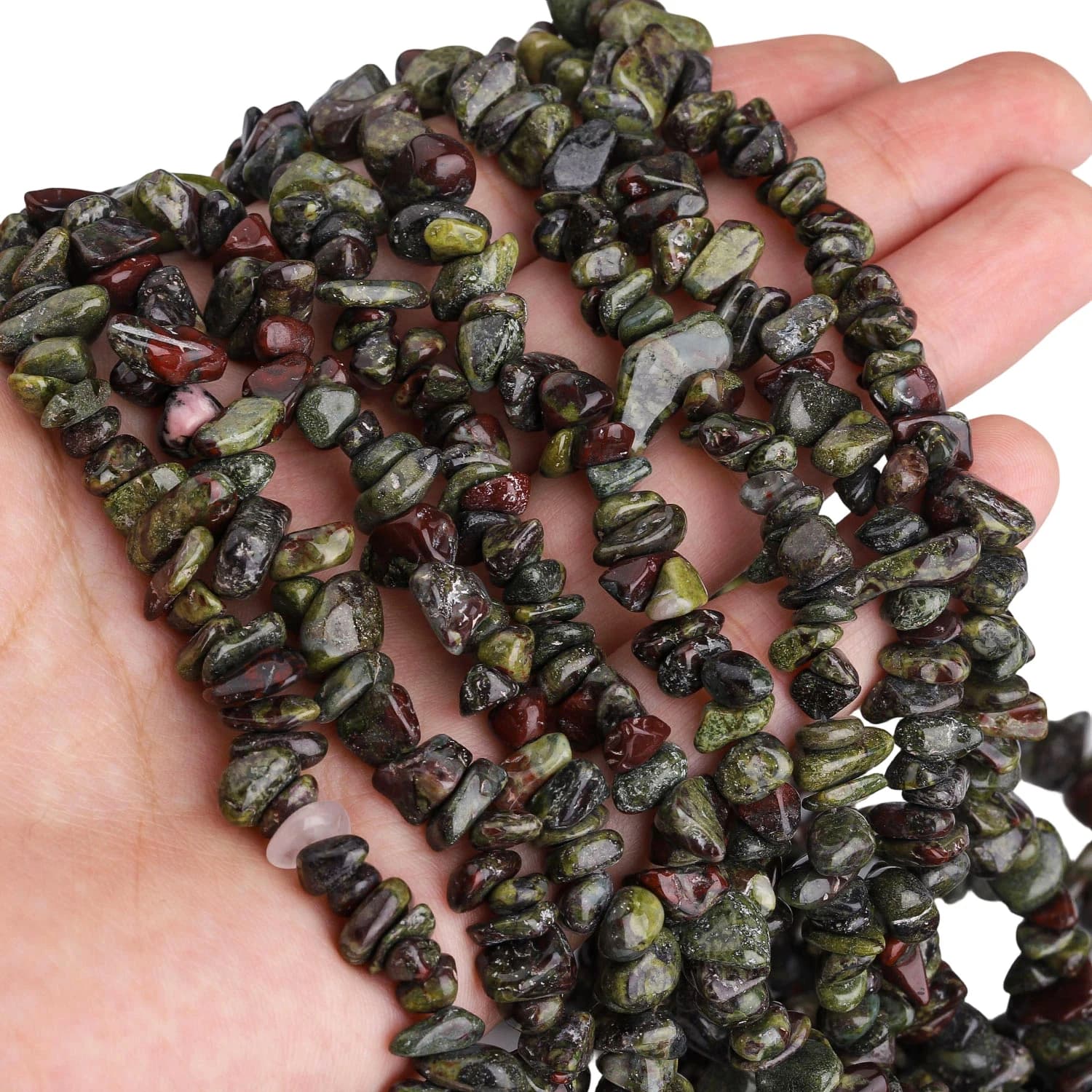 Perline di pietra naturale 5-8mm, perline irregolari di ghiaia colore sangue di drago per la creazione di gioielli, accessori fai da te per bracciali e collane, 30 pollici
