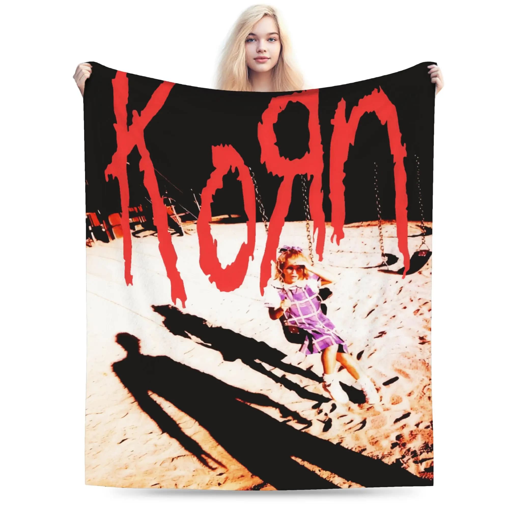 Korn Music Concert Rock Coperta stampata in flanella adatta a tutte le stagioni adatta per divano da ufficio e viaggi