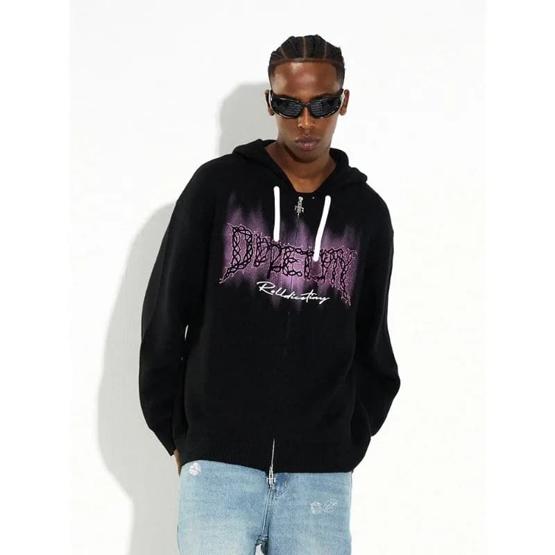 26 year new 3D printed fashionable street adult and children's zipper hooded casual jacket