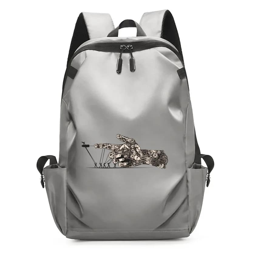 Zaino per laptop da uomo Zaino da scuola per donna Macchinari divertenti Ruota dentata Modello di gesto Stampato Zaino di ricarica USB per ragazza ragazzo