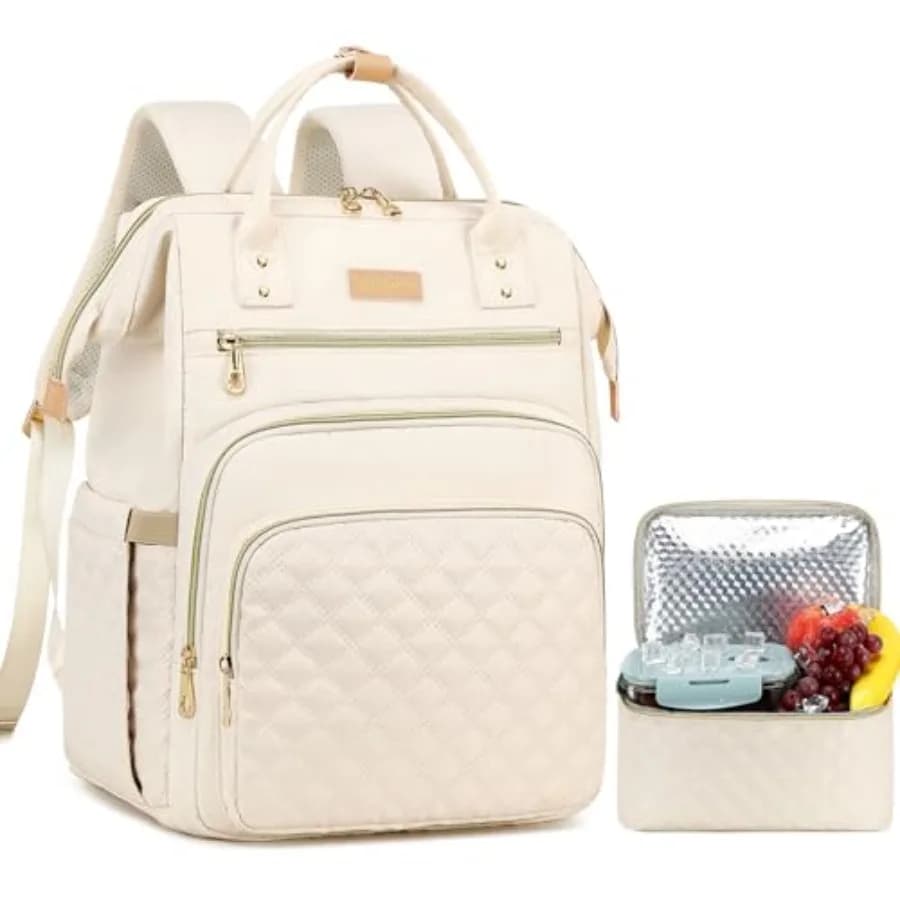 Zaino per il pranzo da 15,6 pollici, zaino per laptop con borsa termica per il pranzo, zaino frigo per donna, grande zaino da viaggio, porta pranzo.