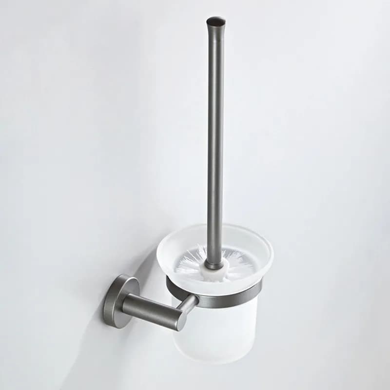 Ciondolo hardware per bagno con telaio rotondo semplice grigio stella a parete Scopino per WC Scopino per WC con vetro smerigliato