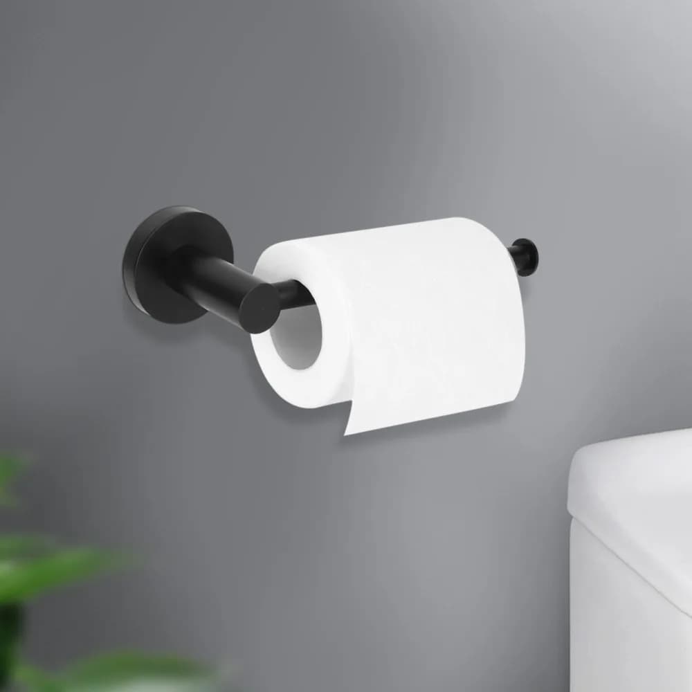 Stainless Steel Toilet Paper Holder Black Wall Mounted Tissue Holder Premium Rustproof Roll Paper Shelf