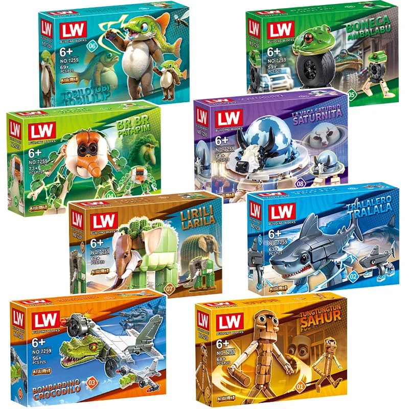 Animals of the Italian brain Tung Tung Sahur Building Blocks Tralalelo Shark BricksToy Gift for Kids Blind Box for Kids