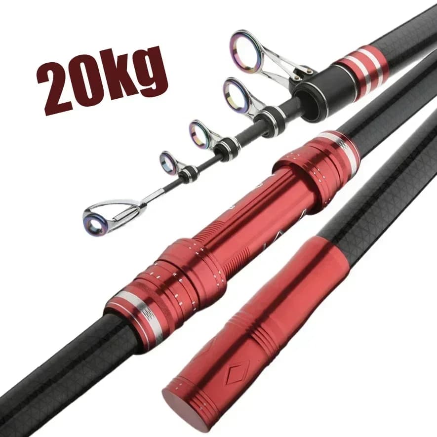 2.7m 3.6m 3.9m 4.5m Canna da pesca telescopica Canna da spinning pesante Pesce grande 20kg Fibra di carbonio Viaggio Pesca d'acqua dolce in acqua salata