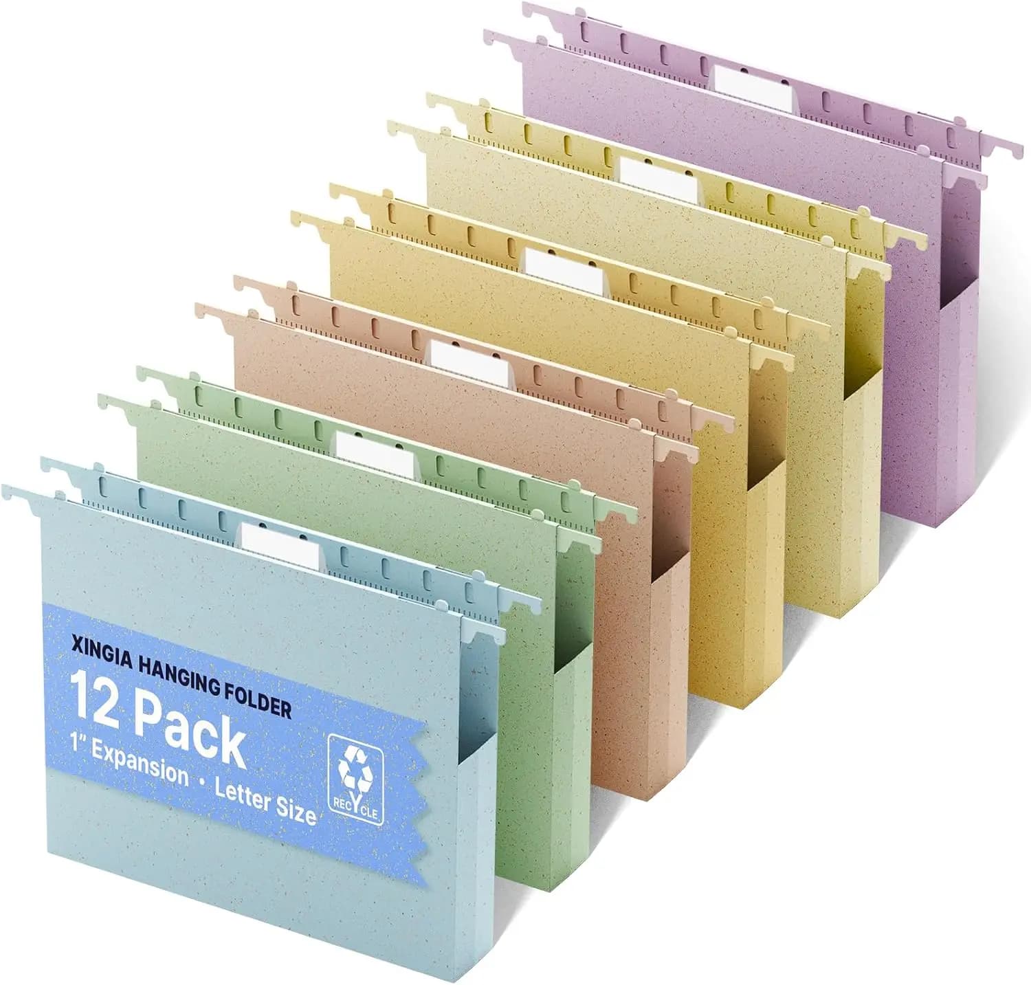 Confezione da 12 Cartelle Espandibili in Plastica, Formato Lettera, Espandibili di 1 Pollice con Linguette, Colori Assortiti per Organizzazione Ufficio e Casa