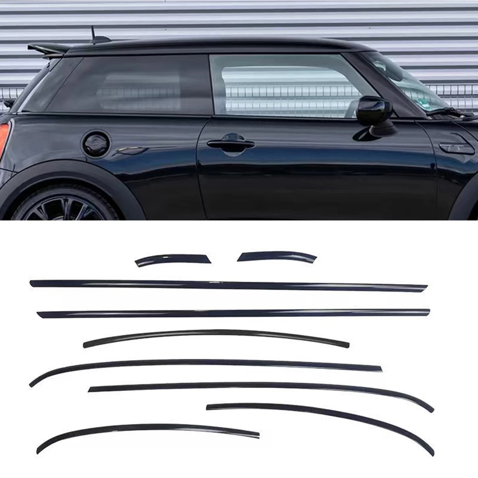 Per Mini Cooper R56 2 Porte 2007-2013 Finestra Esterna Modanatura Trim Nero Telaio Della Porta Styling Guarnizione Decorazione Striscia Guarnizione