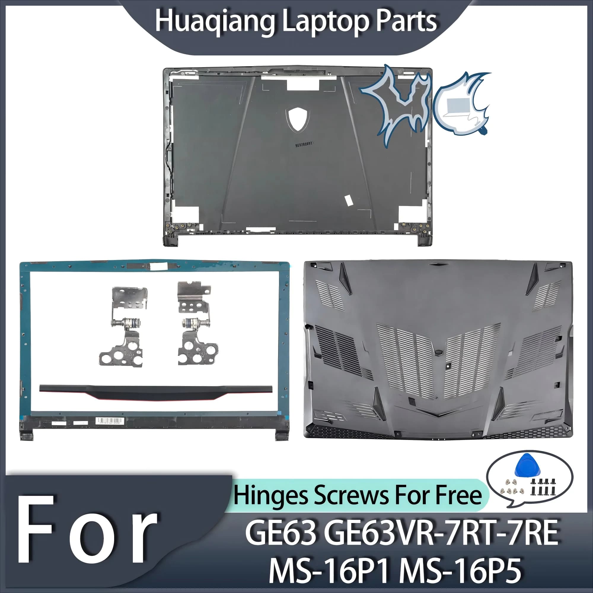 Nuovo Per GE63 GE63VR-7RT-7RE MS-16P1 MS-16P5 GP63 LCD Della Copertura Posteriore/LCD Frontale Lunetta/Custodia Superiore Palmrest/Inferiore/Cerniere