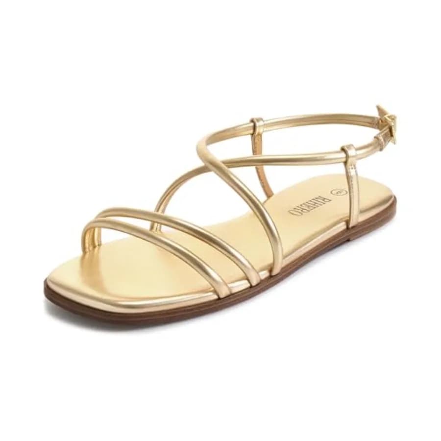 Women's Strappy Flat Sandals Summer Lace Up Open Toe Comfortable Slip-On Ankle Strap Sandals