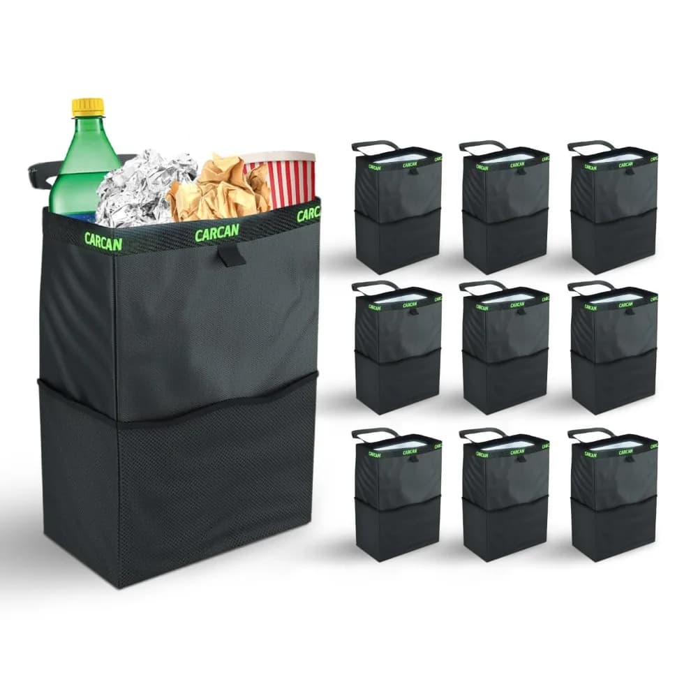 Cestino per auto 3 in 1 da appendere, borsa frigo portaoggetti per sedile posteriore, con telaio in metallo, lavabile e riutilizzabile, confezione da 10