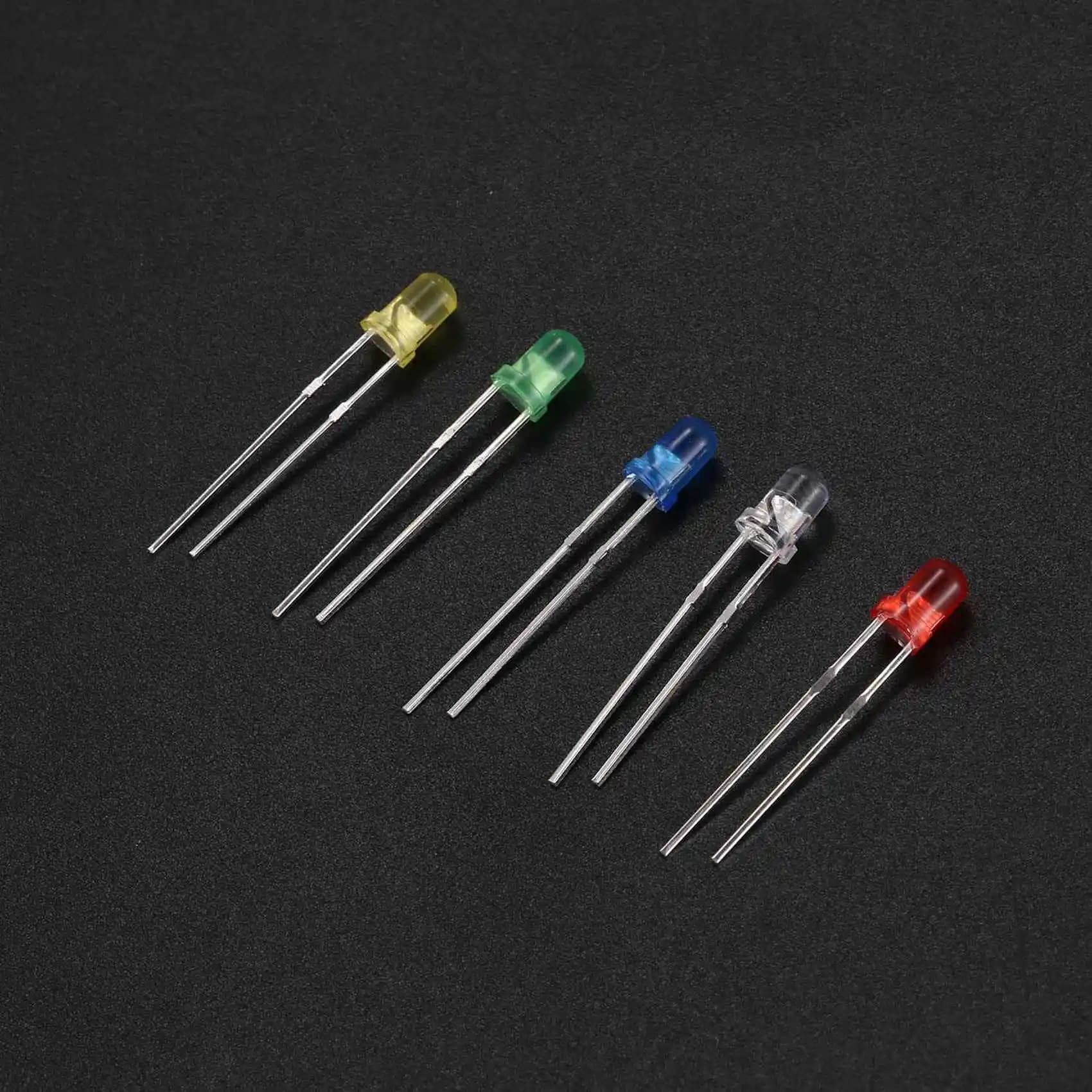 PZHI-400 Pieces Kit Assorted 3mm LED Diodes and 5mm White Yellow Red Blue Green for Arduino