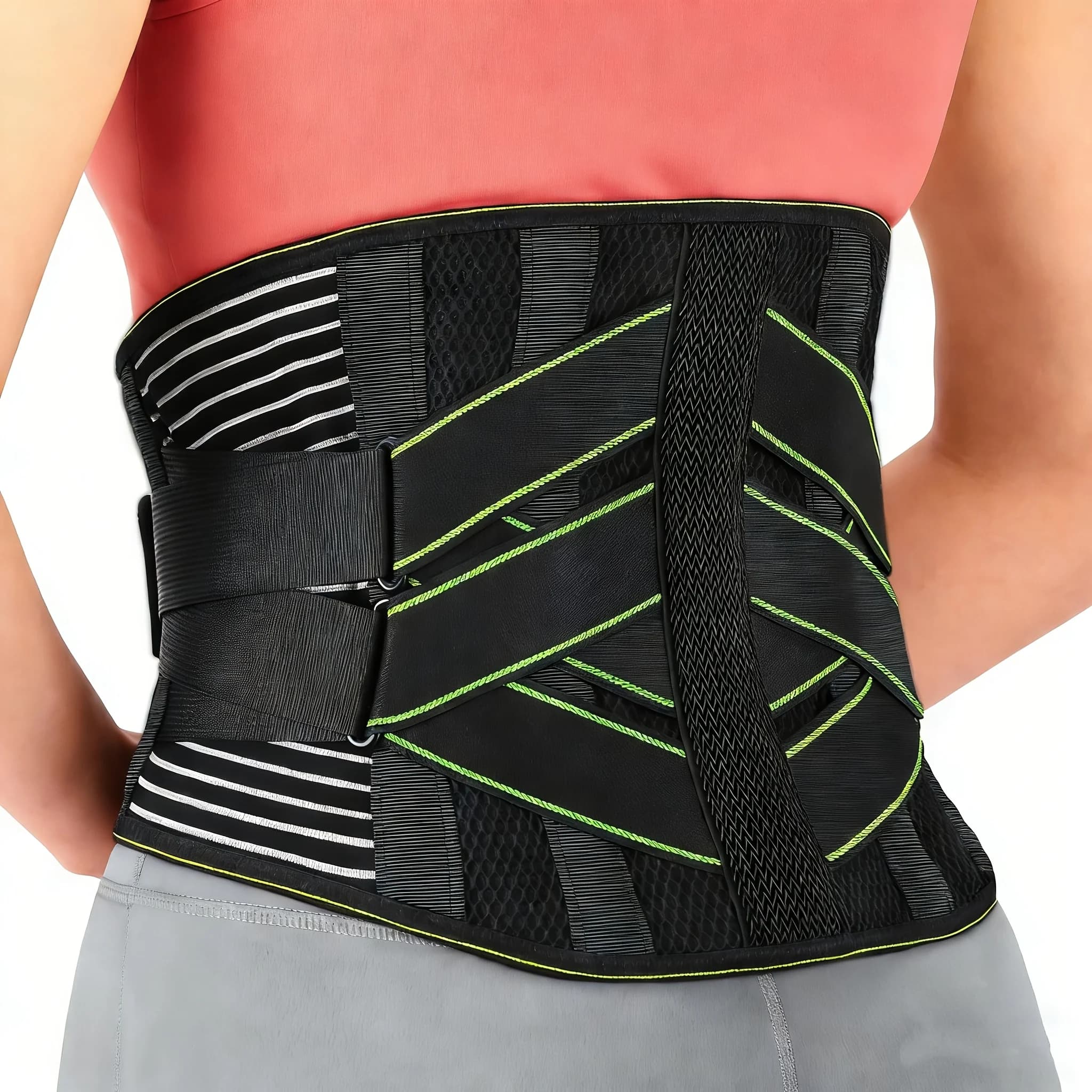 Back Brace Support Belt-Lumbar Support Back Brace for fitness, exercise, running, sedentary， Adjustable Support Straps-Lower Bac