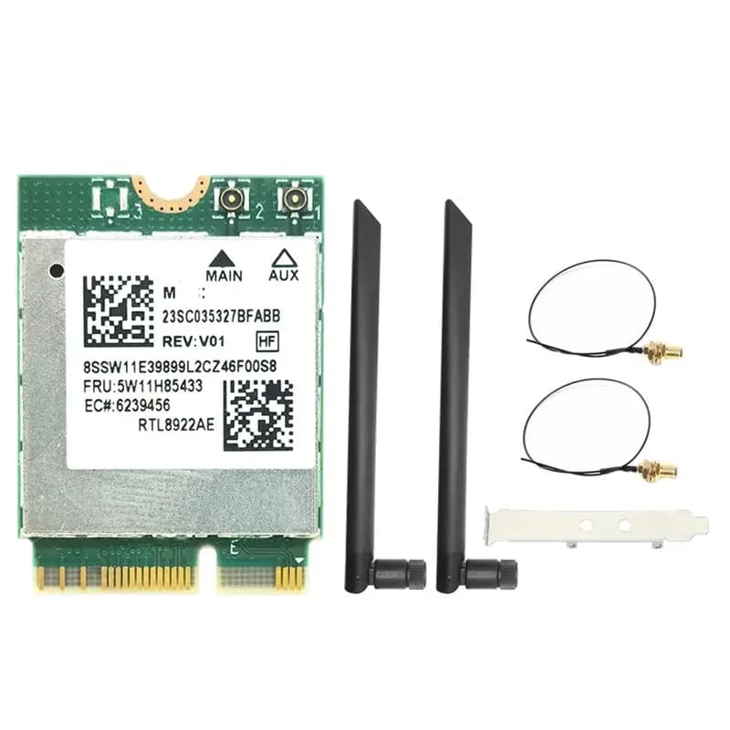 Scheda Wifi7 A23F-RTL8922AE 6338Mbps Tri-Band 2.4G/5G/6G Bluetooth5.4 M.2 NGFF Wireless per Win10/Win11 + 2 Antenne 8DB