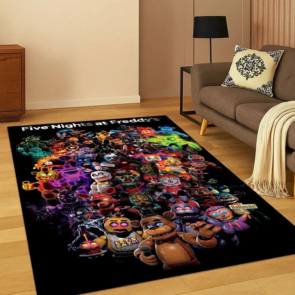 Tappeto 3D F-FNAF a tema cartone animato per camera da letto, soggiorno, divano, zerbino, decorazione per la casa, tappeto antiscivolo per area giochi bambini, regalo di Natale