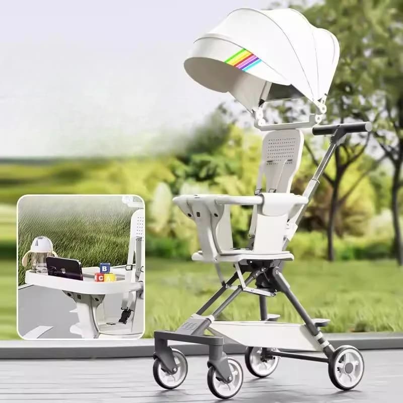 Passeggino Leggero Pieghevole con Un Solo Tocco, Passeggino per Bambini con Seduta Alta, Carrozzina Reversibile, Passeggino da Viaggio Semplice per Aereo