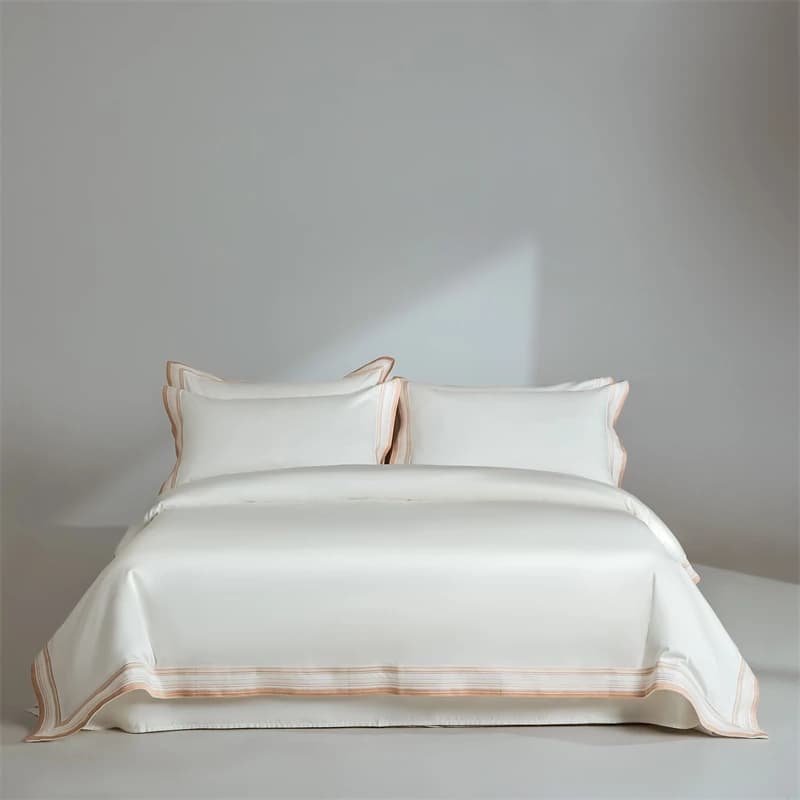 Bed linen set for hotel in white Egyptian cotton 600TC Collection Double Queen King 4 pieces Soft cover Loyalty for bed linen with corners