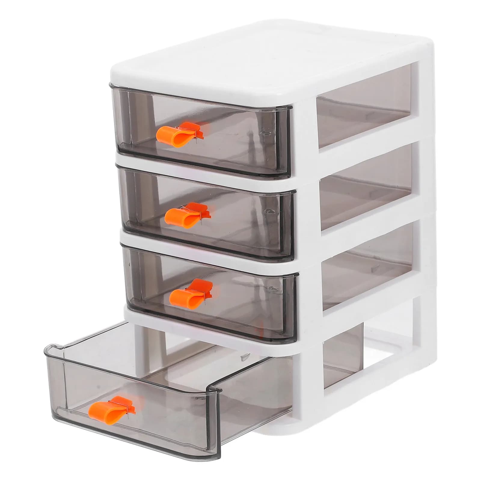 Organizzatore per Cassetti in Plastica Trasparente Multifunzionale, Scatola di Stoccaggio Impilabile a 4 Livelli per Scrivania, Ufficio, Trucchi, Cancelleria, Piccolo Formato