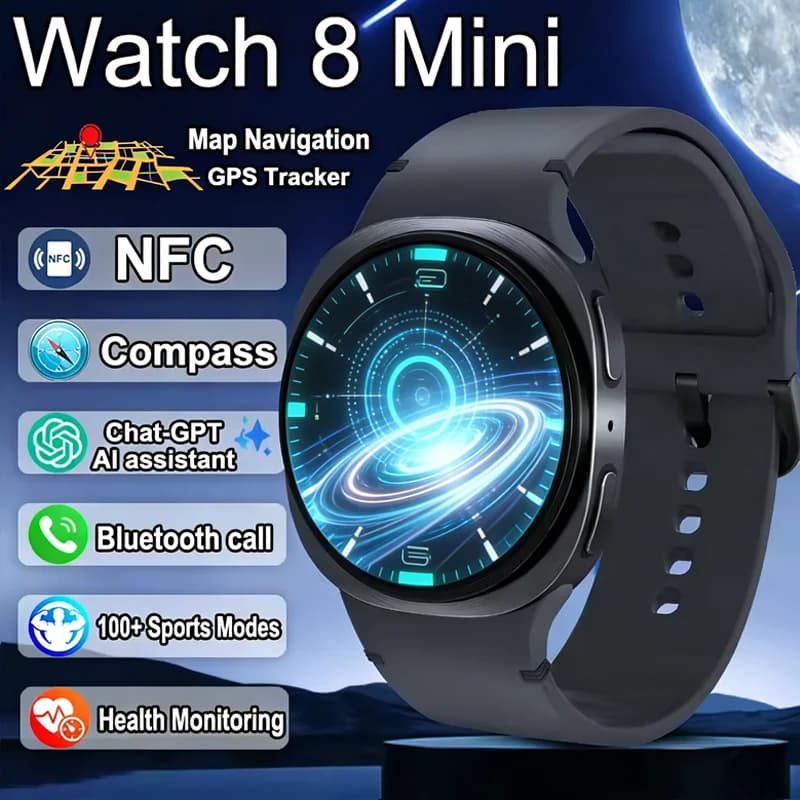 Smartwatch GPS 8 Mini 2026 con Tracciamento GPS, Navigazione Mappe, Chiamate Bluetooth, NFC, Impermeabile IP68, Bussola, per Uomo e Donna